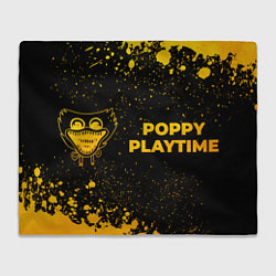 Плед флисовый Poppy Playtime - gold gradient: надпись и символ, цвет: 3D-велсофт