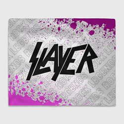 Плед флисовый Slayer rock legends: надпись и символ, цвет: 3D-велсофт