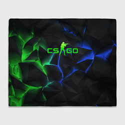 Плед флисовый CS GO green blue neon, цвет: 3D-велсофт