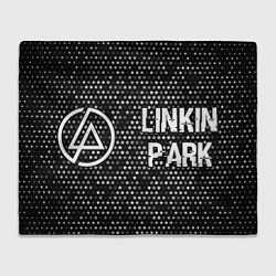 Плед флисовый Linkin Park glitch на темном фоне: надпись и симво, цвет: 3D-велсофт