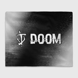 Плед флисовый Doom glitch на темном фоне: надпись и символ, цвет: 3D-велсофт