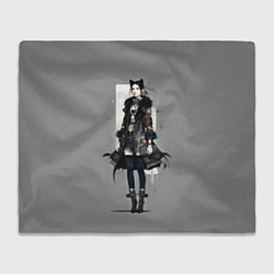 Плед флисовый Девушка-кошка модница - аниме, цвет: 3D-велсофт