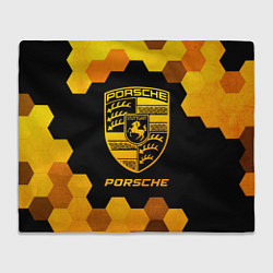 Плед флисовый Porsche - gold gradient, цвет: 3D-велсофт