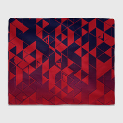 Плед флисовый Сине-красный геометрия градиент, цвет: 3D-велсофт