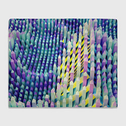 Плед флисовый Прямотреугольный блочный паттерн, цвет: 3D-велсофт