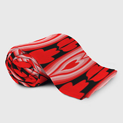 Плед флисовый Сердечки с красными узорами, цвет: 3D-велсофт — фото 2