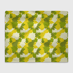 Плед флисовый Желто-зеленый камуфляж, цвет: 3D-велсофт