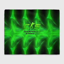 Плед флисовый Counter strike 2 green logo, цвет: 3D-велсофт