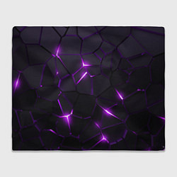 Плед флисовый Неоновые плиты с фиолетовым свечением, цвет: 3D-велсофт