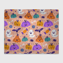 Плед флисовый Halloween - pumpkins and ghosts, цвет: 3D-велсофт