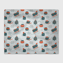 Плед флисовый Зимние веселые лягушки, цвет: 3D-велсофт