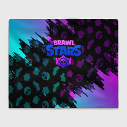 Плед флисовый Brawl stars neon logo, цвет: 3D-велсофт