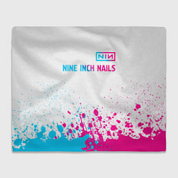 Плед флисовый Nine Inch Nails neon gradient style: символ сверху, цвет: 3D-велсофт