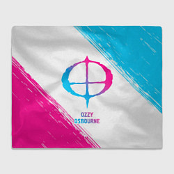 Плед флисовый Ozzy Osbourne neon gradient style, цвет: 3D-велсофт