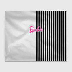 Плед флисовый Барби - белый и черные полосы, цвет: 3D-велсофт