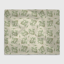 Плед флисовый Веточки с зелеными листьями, цвет: 3D-велсофт
