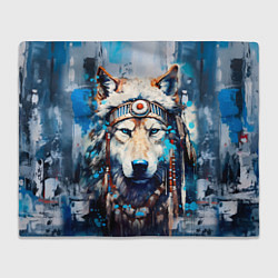 Плед флисовый Волк индеец, цвет: 3D-велсофт