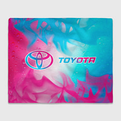 Плед флисовый Toyota neon gradient style по-горизонтали, цвет: 3D-велсофт