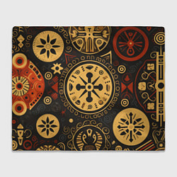 Плед флисовый Узор в славянском стиле на тёмном фоне, цвет: 3D-велсофт