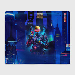 Плед флисовый Крутой Гомер Симпсон - киберпанк, цвет: 3D-велсофт