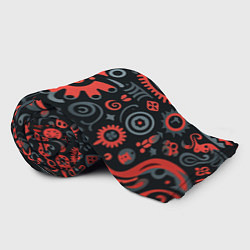 Плед флисовый Красно-черный узор в славянском стиле, цвет: 3D-велсофт — фото 2