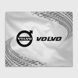 Плед флисовый Volvo speed на светлом фоне со следами шин по-гори, цвет: 3D-велсофт