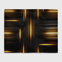Плед флисовый Неоновый узор черное золото стене, цвет: 3D-велсофт