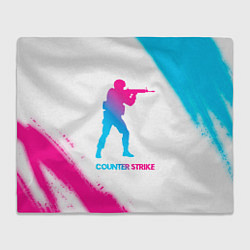 Плед флисовый Counter Strike neon gradient style, цвет: 3D-велсофт