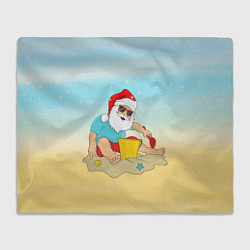 Плед флисовый Дед Мороз на море, цвет: 3D-велсофт