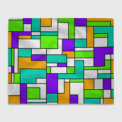 Плед флисовый Геометрический зелёно-фиолетовый, цвет: 3D-велсофт