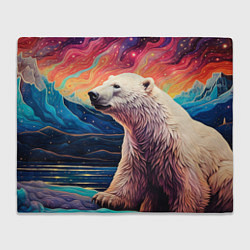 Плед флисовый Белый медведь на фоне северного сияния, цвет: 3D-велсофт