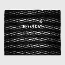 Плед флисовый Green Day glitch на темном фоне посередине, цвет: 3D-велсофт