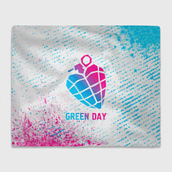 Плед флисовый Green Day neon gradient style, цвет: 3D-велсофт