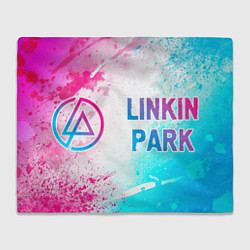 Плед флисовый Linkin Park neon gradient style по-горизонтали, цвет: 3D-велсофт