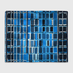 Плед флисовый Синие прямоугольники, цвет: 3D-велсофт