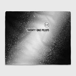 Плед флисовый Twenty One Pilots glitch на светлом фоне посередин, цвет: 3D-велсофт