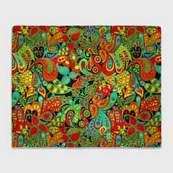 Плед флисовый Индийский этнический орнамент пейсли, цвет: 3D-велсофт