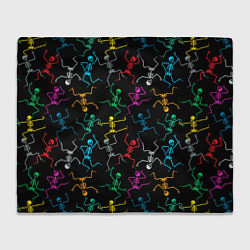 Плед флисовый Разноцветные танцующие скелетики, цвет: 3D-велсофт