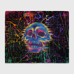 Плед флисовый Расплавленный череп с брызгами краски, цвет: 3D-велсофт