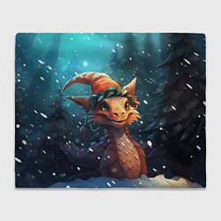 Плед флисовый Дракон под снегом, цвет: 3D-велсофт