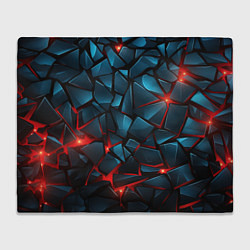 Плед флисовый Синие плиты с красным разломом, цвет: 3D-велсофт