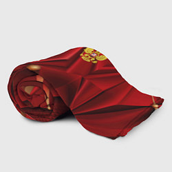 Плед флисовый Золотой герб России на красной абстракции, цвет: 3D-велсофт — фото 2