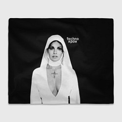 Плед флисовый Techno храм монашка с откровенным декольте, цвет: 3D-велсофт