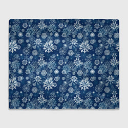 Плед флисовый Snowflakes on a blue background, цвет: 3D-велсофт