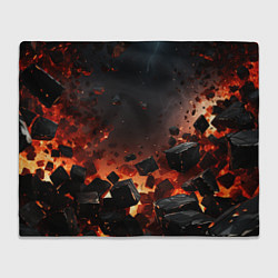 Плед флисовый Взрыв плит и огонь, цвет: 3D-велсофт