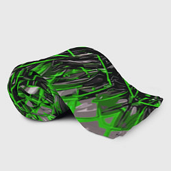 Плед флисовый Череп и зелёные полосы, цвет: 3D-велсофт — фото 2