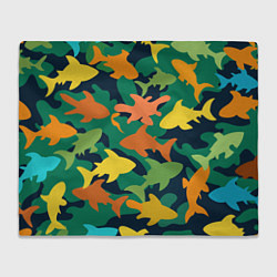 Плед флисовый Камуфляж силуэты рыбок, цвет: 3D-велсофт