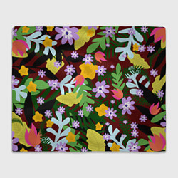 Плед флисовый Гавайская цветочная расцветка, цвет: 3D-велсофт