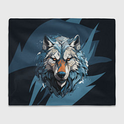 Плед флисовый Красивый грозный волк, цвет: 3D-велсофт