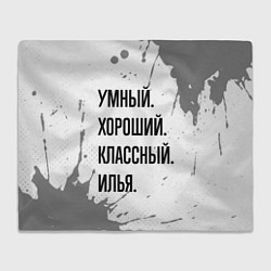 Плед флисовый Умный, хороший и классный: Илья, цвет: 3D-велсофт